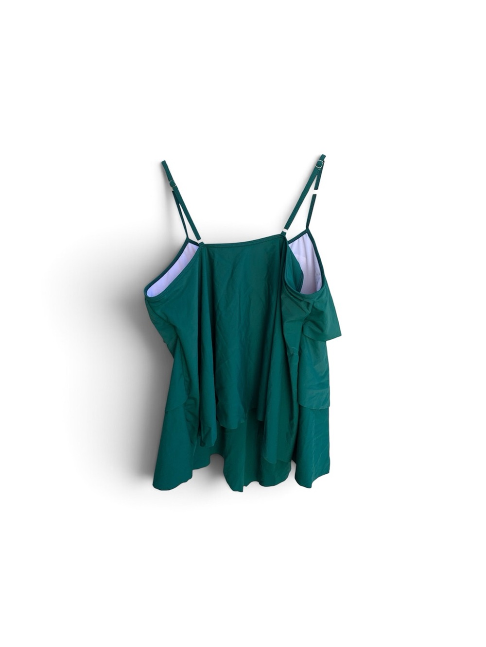 Tiered Ruffle Spaghetti Strap Tankini Top - green - Picture 2 of 3
